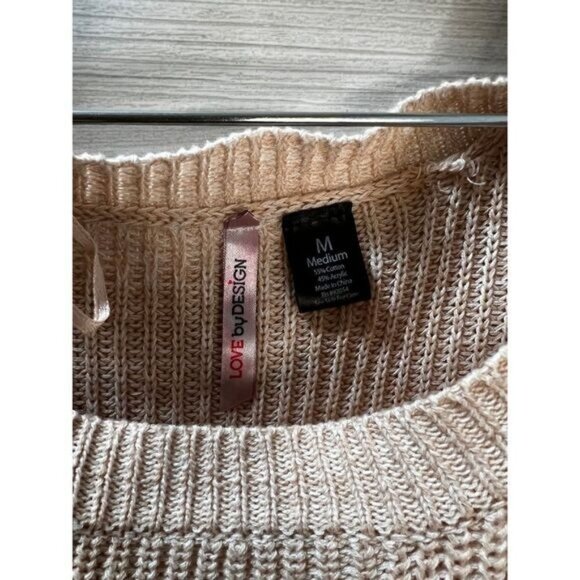 LOVE BY DESIGN Lace Up Flared Sleeve Ribbed Knit Sweater Medium - Picture 4 of 5